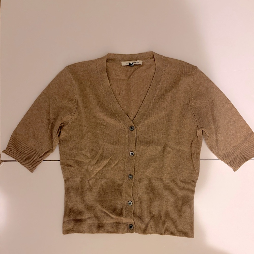Elegant Tan Button-Up Women's Cardigan
